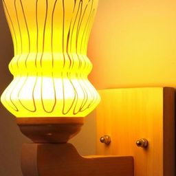 Somil Premium Designer Glass Wall / Night Lamp Elegant & Stylish Dcor Accent for Modern Interiors, color- Yellow, White, Size- 20 X 25 X 22 CM-image-94