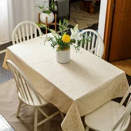 The Yard House Beige Ethnic Motifs Printed Anti-Slip Cotton 4-Seater Table Cover-image-80