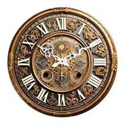 RANDOM Gold-Toned & White Printed Contemporary Wall Clock-56