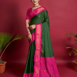 Dnyanada Woven Design Zari Paithani Saree With Unstitched Blouse Piece-picture-22