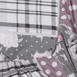 Myntra Elegant Homes Purple & White Printed 300 TC King Bedsheet Set 2.20 m x 2.25 m-17