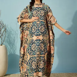 The Kaftan Company Floral Print Ruffled Maternity Kaftan Maxi Dress-image-67