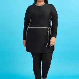 LYCOT Side Panels Round Neck Plus Size Swimming Dress-picture-32