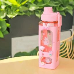 Kawaii Water Bottle with Straw and Sticker 700 ml Water Bottle-image-124