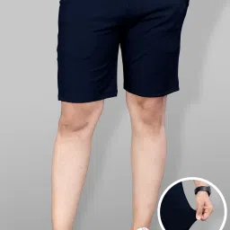 Solid Men Blue Casual Shorts-image-1