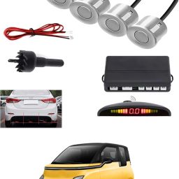 4Silver Parking Sensor With LED Display Increased Safety For Car-66 Universal 4 Silver Reverse Parking Sensor With LED Display For Cars-66 Parking Sensor-image-15