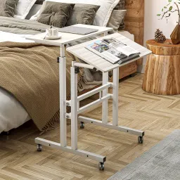 livzing Height Adjustable Lapdesks with Locking Wheels-Black Engineered Wood Computer Desk image 2