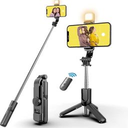 NKL Perfect Strong Selfie Stick Design with Light, Multi Purpose Use Bluetooth Remote_24 Bluetooth Selfie Stick-image-6