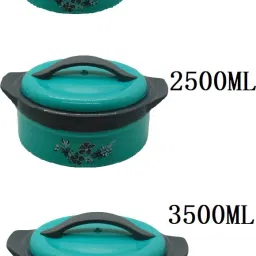 Inner Steel Neev Insulated Casserole Hot Pot for Roti/Chapati Hot Box Chapati Box/Casserole Set Combo of 1500ml, 2500ml and 3500ml - Green(Combo Set of 3) Pack of 2 Serve Casserole Set-picture-7