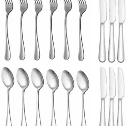 Stainless steel Table Spoon 6 Fork 6 Knife 6 Cutlery Set Table Ware set of 18 Stainless Steel Table Spoon Set-image-50