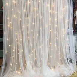Solid White net Curtain Cloth Backdrop Combo with Led Light for Wall Decor ations Balloon-27