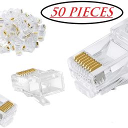 50PCS RJ45 Connectors Cat6 Cat5e Cat5 Ethernet Cable Crimp Electronic Components Electronic Hobby Kit-image-50