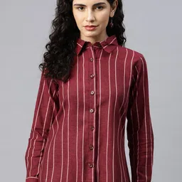 Cottinfab Striped Cotton Shirt Style Top-image-79