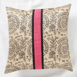 ANS Beige Single Printed 16'' x 16'' Square Cushion Cover-10