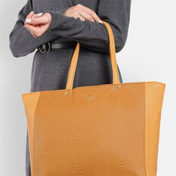 Lavie Croc Nov Women Yellow Tote Bag-50