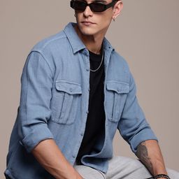 The Roadster Life Co. Pure Cotton Self Design Chevron Relaxed Fit Casual Shirt-image-81