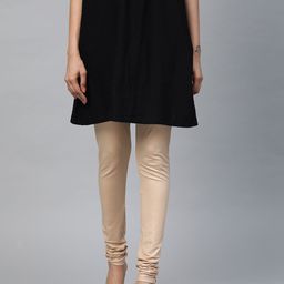 AURELIA Women Beige Shimmery Solid Churidar Leggings-image-49