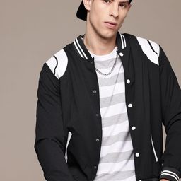 The Roadster Lifestyle Co. Printed Detail Varsity Jacket-image-55
