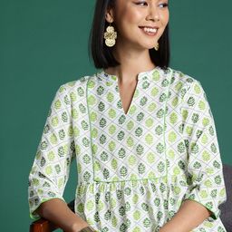 Sangria Ethnic Motifs Printed Pleated Kurti-image-94