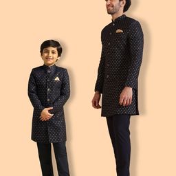 KISAH Men Self Designed Indowestern Sherwani Set-image-52