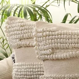 Jamio Firati Off White Embroidered Cotton Square Cushion Cover-image-5