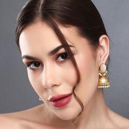 Anvik Gold Plated Stone Studded Contemporary Jhumkas-57