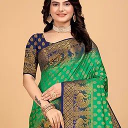 Pionex Woven Design Zari Pure Silk Kanjeevaram Saree-50