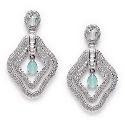 StileAdda Silver-Plated Diamond Shaped Drop Earrings-0