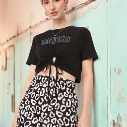 DressBerry Urban Spirit Printed Tie Up Boxy Crop Top-image-38
