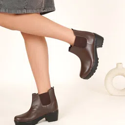 PLANET WALK Women Round Toe Block Heel Chelsea Boots-image-75
