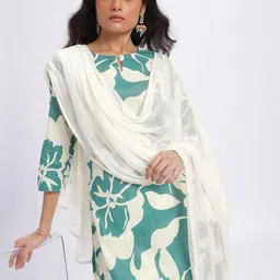 Anouk Rustic Floral Print Kurta & Trousers with Dupatta-picture-29