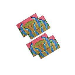 SEJ by Nisha Gupta Pink & Blue Set of 4 Printed Table Mats-2