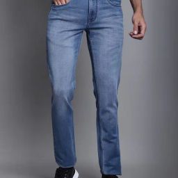 Cantabil Medium Blue Regular Fit Lightly Washed Jeans-picture-8