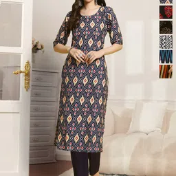 7Threads Selection Of 6 Ethnic Motifs Printed Round Neck Straight Kurtas-image-88