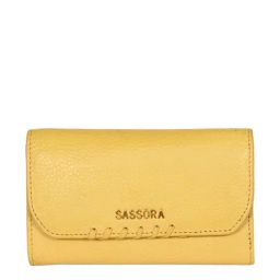 SASSORA Yellow Solid Rfid Tri-Fold Wallet for Women-picture-33