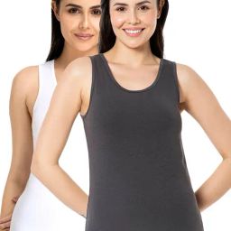 Amante Grey & White Cotton Camisoles - Pack Of 2-image-46