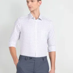 Arrow White Cotton Slim Fit Checks Shirt-picture-26