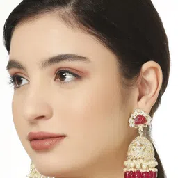 OOMPH Kundan Studdd Dome Shaped Jhumkas Earrings-image-80