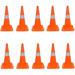 Ladwa 750 mm 2 Kg Flexible Orange Traffic Cone with Reflective Strip (Pack of 10)-34