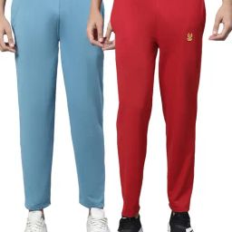 Vimal Jonney Blue & Red Cotton Lounge Pants - Pack of 2-image-83