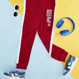 YU by Pantaloons Kids Maroon & White Cotton Printed Trackpants-image-45