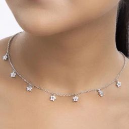 March by FableStreet 92.5 Sterling Silver Shining Star Necklace for Women-image-33