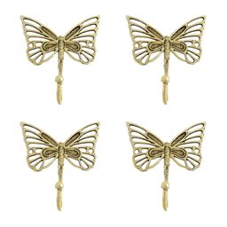 IndianShelf Goldtoned 4 Pieces Brass Butterfly Wall Hooks-image-8