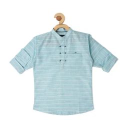 Cavio Boys Firozi Blue Cotton Striped Full Sleeves Shirt-image-26