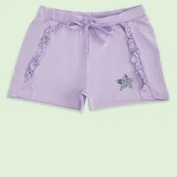 Pantaloons Junior Kids Lilac Cotton Embroidered Shorts-picture-4