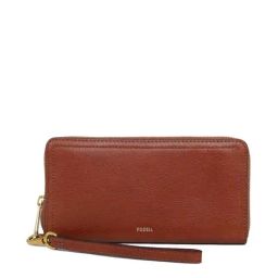 Fossil Logan Brown Solid Zip Around Wallet for Women-picture-3