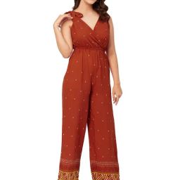 Moomaya Rust Printed Jumpsuit-27