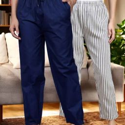 Kryptic Blue & Blue Cotton Relaxed Fit Printed Lounge Pants - Pack of 2-image-79
