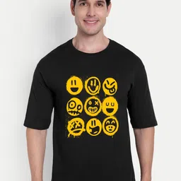 benny brooks Black & Yellow Graphic Printed Cotton T-shirt-picture-4