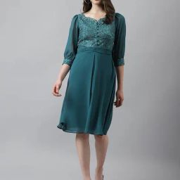 Latin Quarters Teal Lace A Line Dress-picture-13